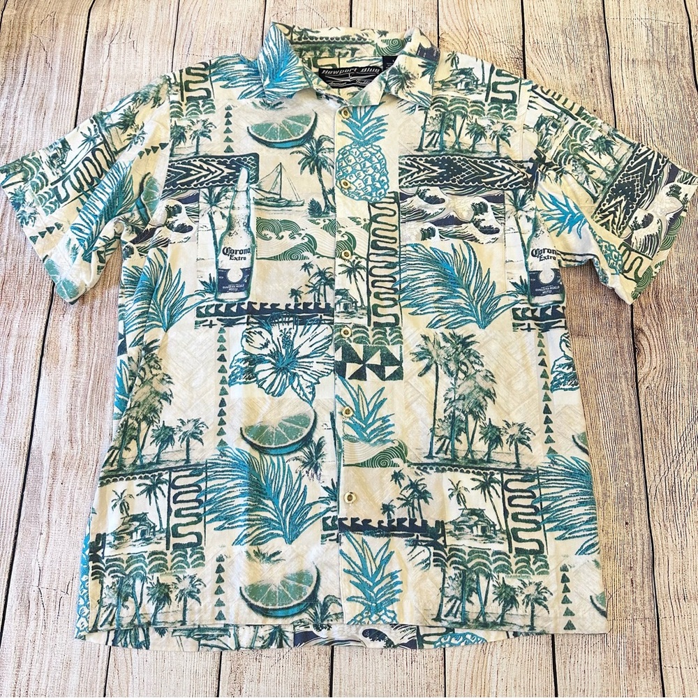 Newport Blue Men’s Coors Extra Shirt Large Tropical Hawaiian Resortwear Floral